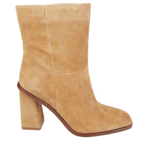 VINCE CAMUTO DANTANIA MID CALF SQUARE TOE BLOCK HEEL SUEDE BOOT - Picture 5 of 16
